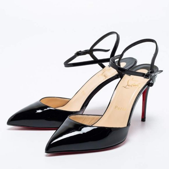 Christian Louboutin Black Patent Leather Rivierina Ankle-Strap Pump (Size 36.5) - Picture 1 of 1